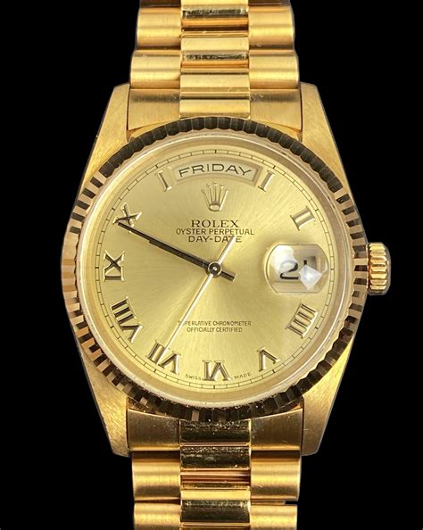 18ct gold rolex oyster perpetual day date|rolex day date president 40mm.